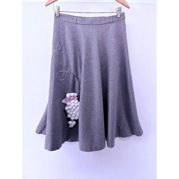 Vintage Womens Poodle Skirty Gray Wool Size 13/14 (see measurements) - Picture 1 of 9